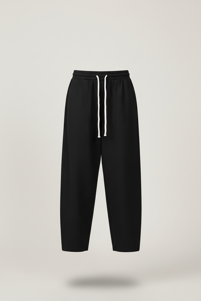 Pantalon Baggy Noir Ample Cordon Enfant - Molleton - vue 3
