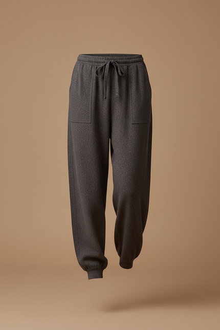 Pantalon Baggy Gris Foncé Laine Molletonné Ample Femme - vue 3