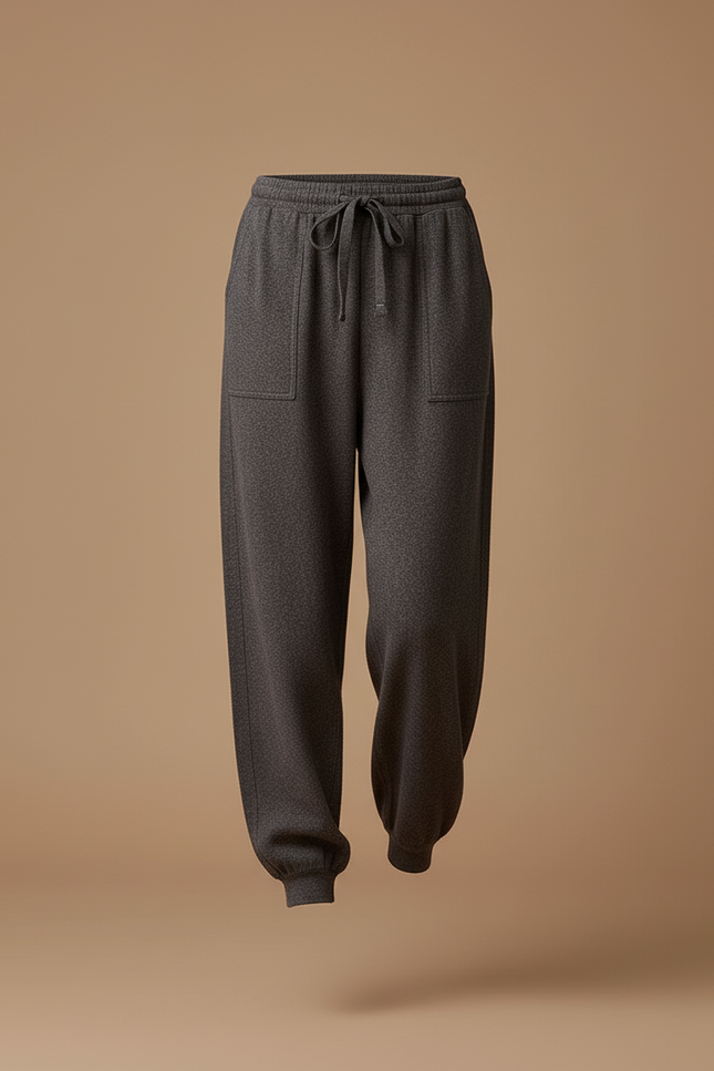 Pantalon Baggy Gris Foncé Laine Molletonné Ample Femme - vue 3