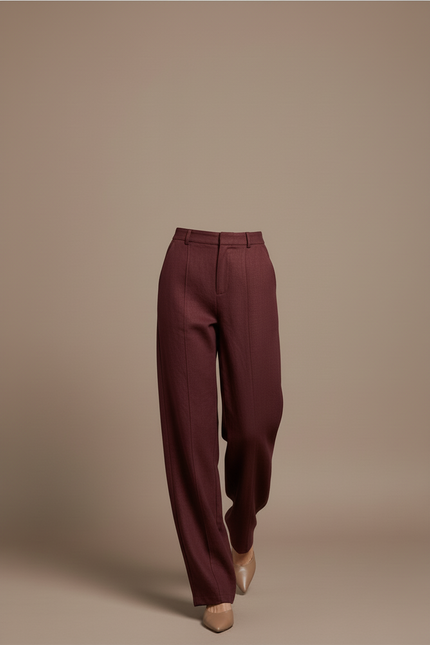Pantalon Baggy Bordeaux Laine Ample Confortable Chaud - vue 3