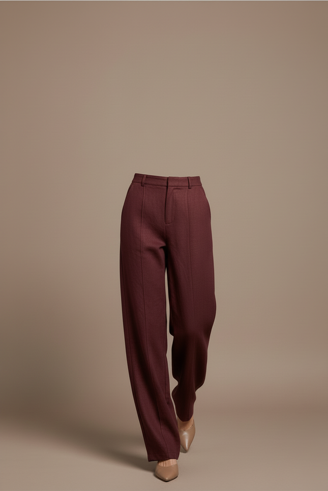 Pantalon Baggy Bordeaux Laine Ample Confortable Chaud - vue 3