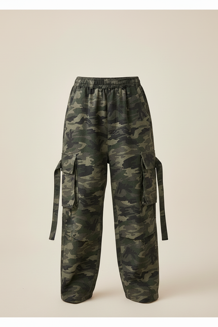 Pantalon Baggy Camouflage Cargo Ample Garçon - Imprimé Molleton - vue 3