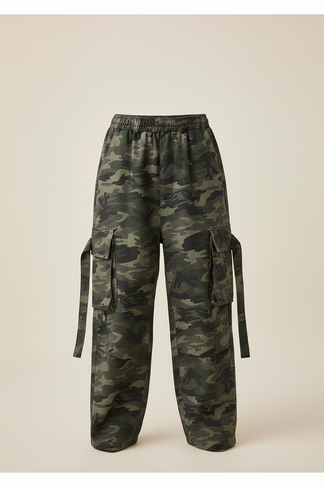 Pantalon Baggy Camouflage Cargo Ample Garçon - Imprimé Molleton - vue 3