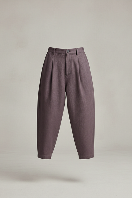 Pantalon Baggy Marron Ample Plissé Décontracté Garçon - Gabardine - vue 3