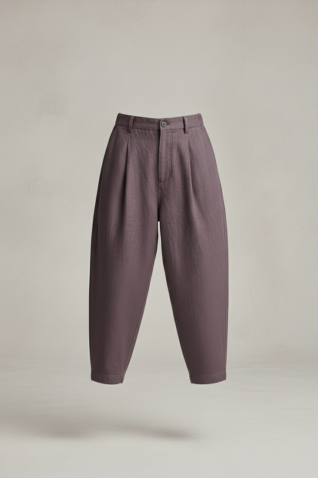 Pantalon Baggy Marron Ample Plissé Décontracté Garçon - Gabardine - vue 3