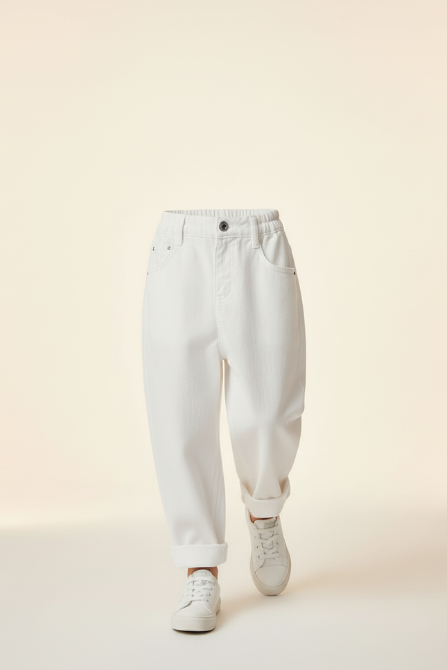Pantalon Baggy Blanc Ample Coton Décontracté Enfant - vue 3
