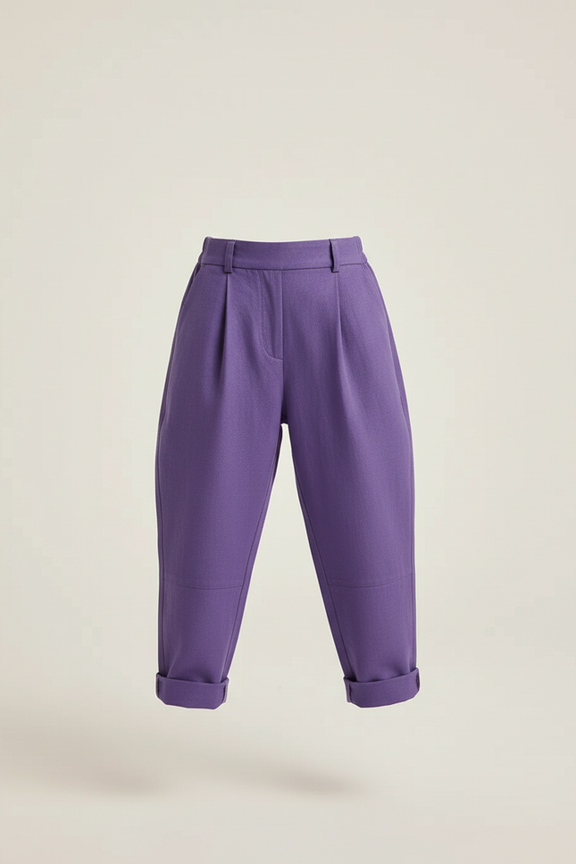 Pantalon Baggy Violet Ample Plissé Décontracté Enfant - Coton - vue 3