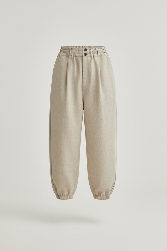 Pantalon Baggy Beige Ample Décontracté Enfant - Lin - vue 3