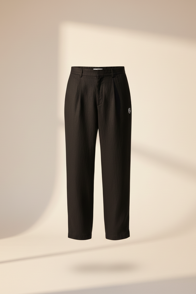 Pantalon Baggy Noir Lin Ample Brodé Homme - vue 3