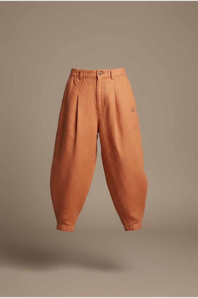 Pantalon Baggy Orange Lin Plissé Ample Enfant - vue 3
