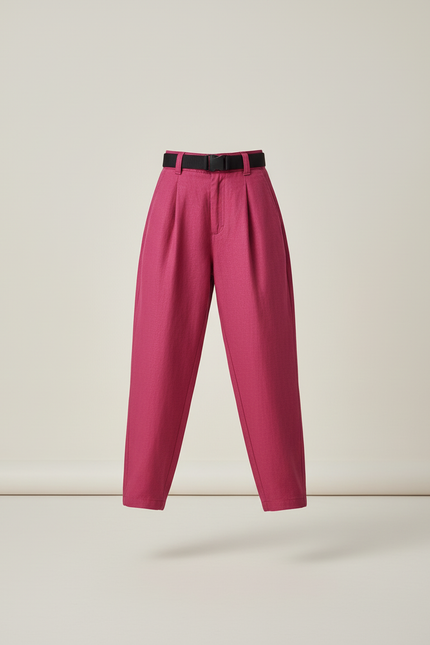 Pantalon Baggy Rose Fuschia Lin Plissé Ample Enfant - vue 3