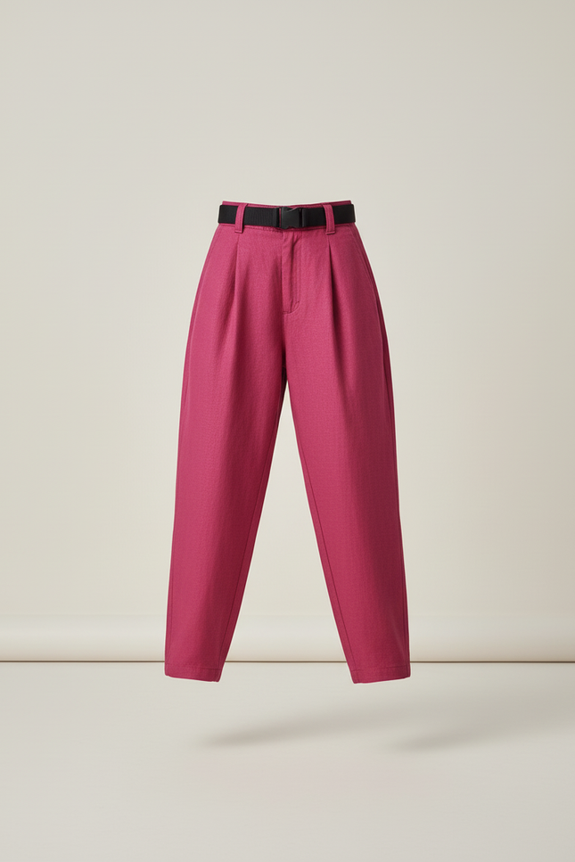Pantalon Baggy Rose Fuschia Lin Plissé Ample Enfant - vue 3