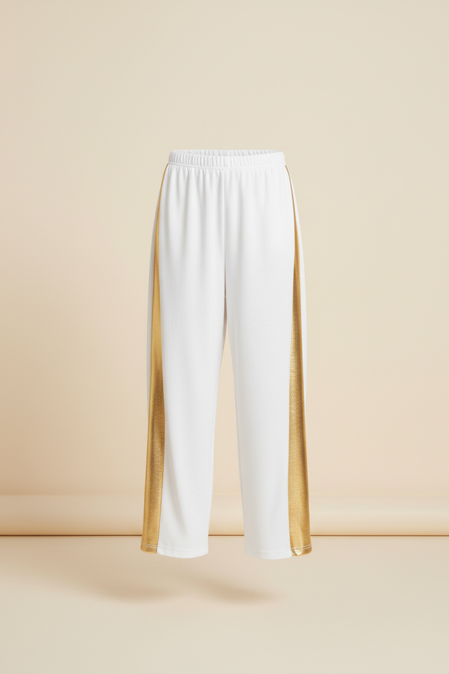Pantalon Baggy Blanc Doré Large Pailleté Fille - Maille - vue 3