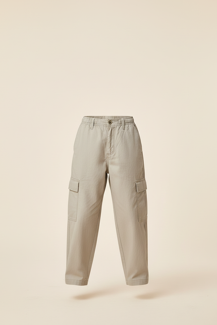 Pantalon Baggy Beige Cargo Ample Coton Garçon - vue 3