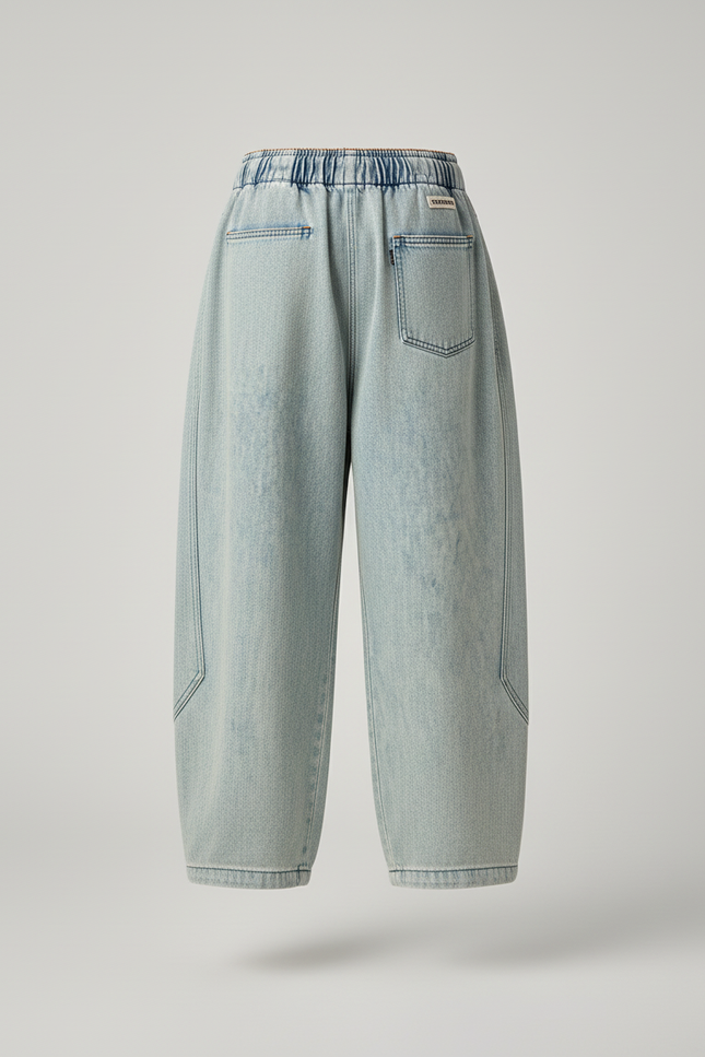 Pantalon Baggy Jean Ample Clair Décontracté Enfant - Bleu - vue 3
