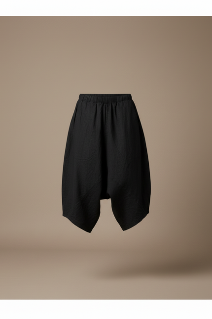 Pantalon Baggy Noir Lin Ample Homme Décontracté - vue 3