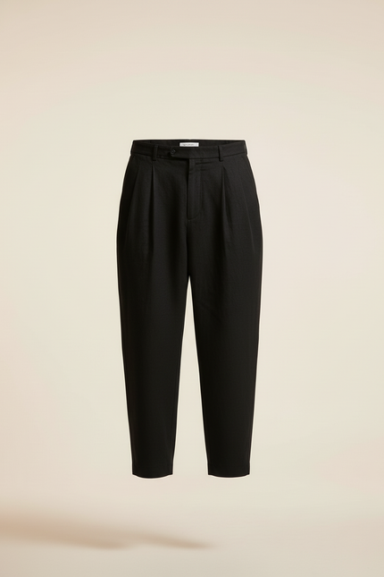 Pantalon Baggy Homme Noir Taille Haute - Laine - vue 3