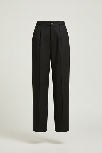 Pantalon Baggy Noir Ample Plissé Décontracté Fluide - Viscose - vue 3
