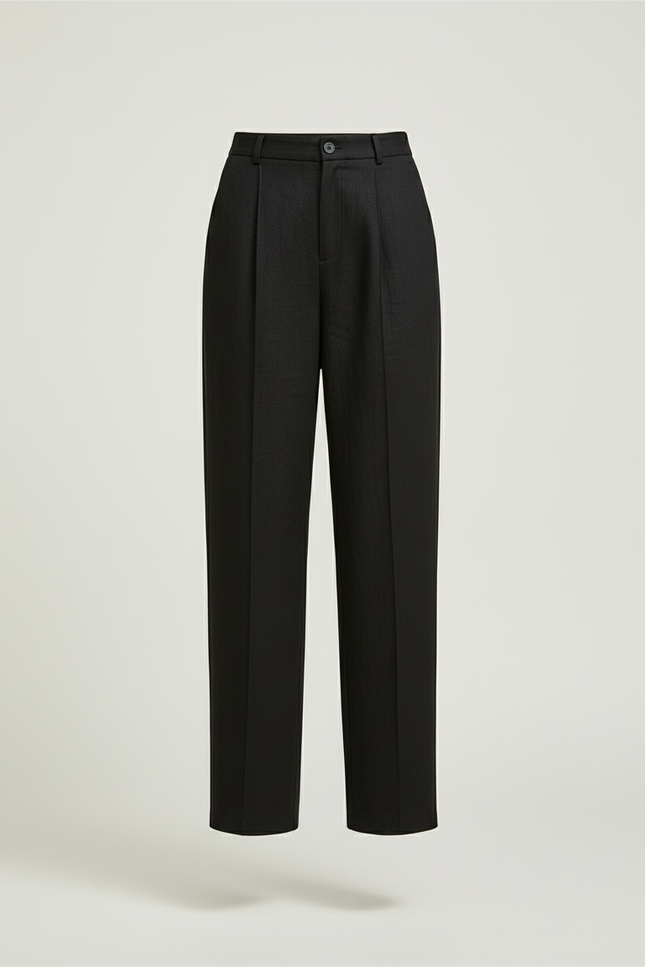 Pantalon Baggy Noir Ample Plissé Décontracté Fluide - Viscose - vue 3