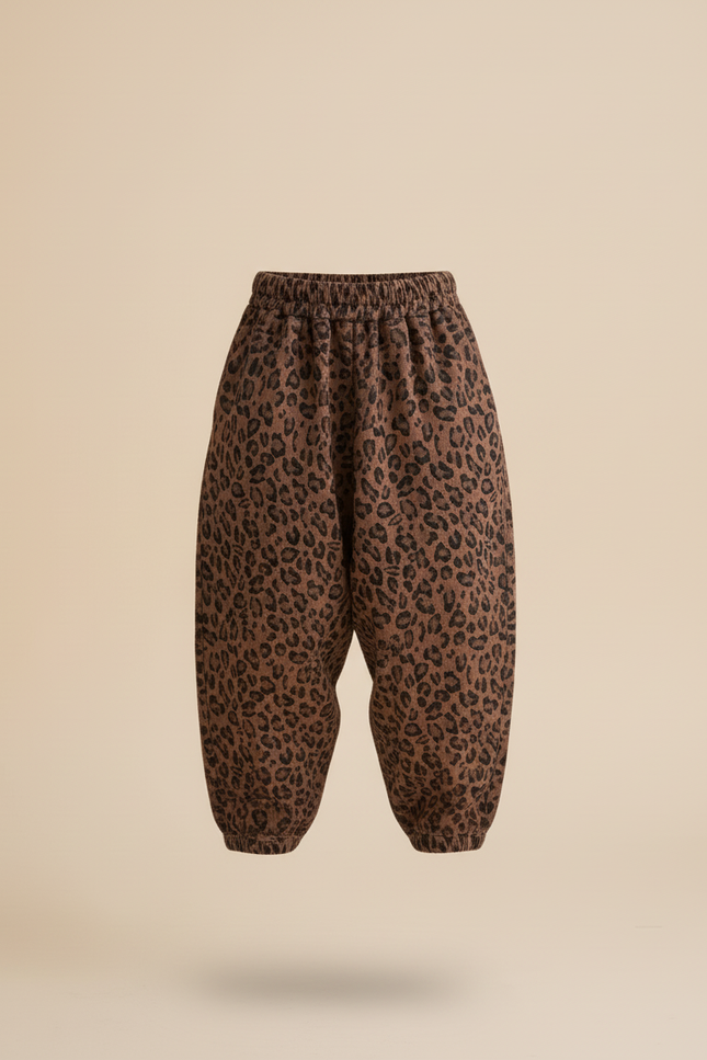 Pantalon Baggy Léopard Marron Ample Élastiqué Fille - Molleton - vue 3