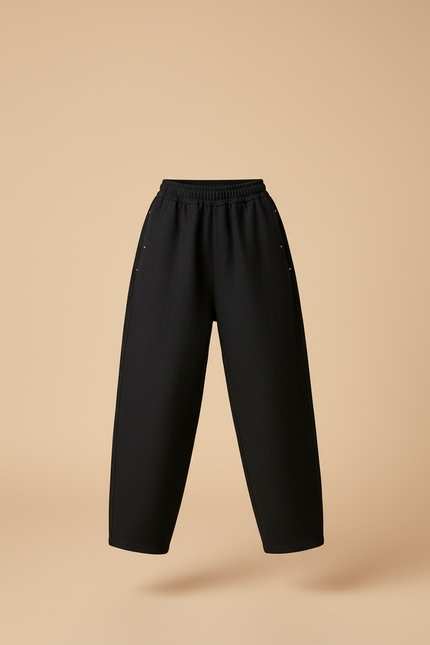 Pantalon Baggy Noir Ample Confortable Fille - Molleton - vue 3