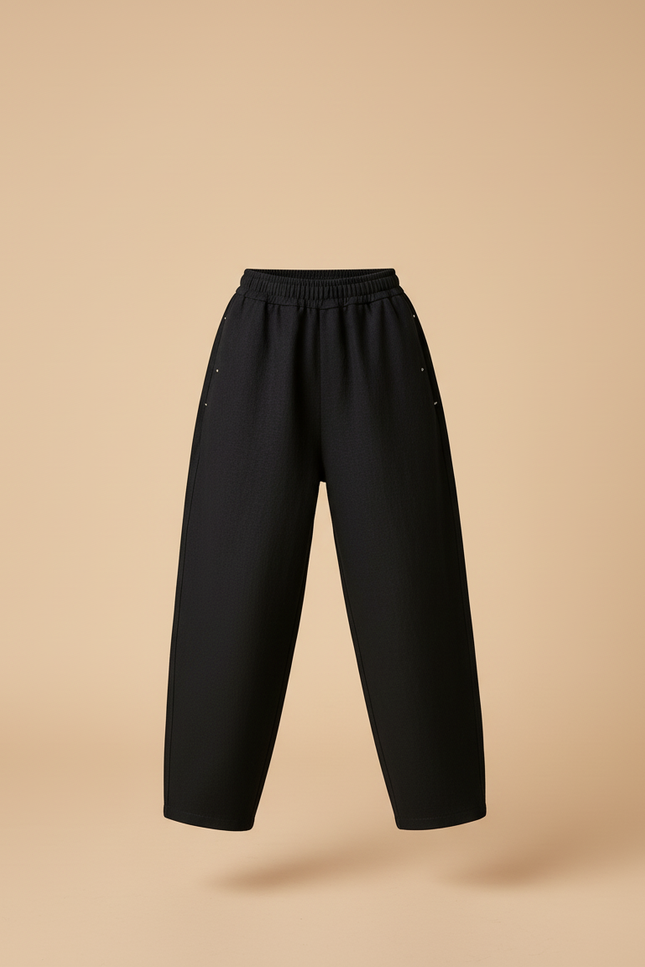 Pantalon Baggy Noir Ample Confortable Fille - Molleton - vue 3
