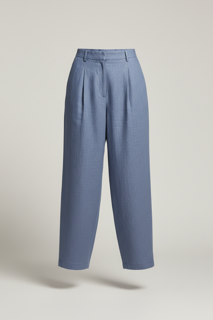 Pantalon Baggy Bleu Fluide Plissé Décontracté - Lin - vue 3