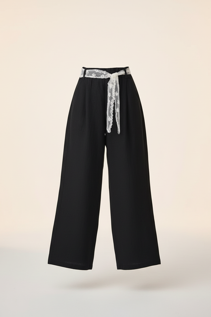 Pantalon Baggy Noir Ample Dentelle Fluide Enfant - Viscose - vue 3