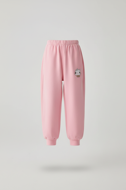 Pantalon Baggy Rose Coton Brodé Enfant Décontracté - Molleton - vue 3