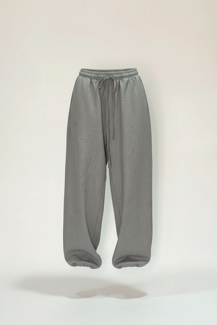 Pantalon Baggy Gris Ample Cordon Décontracté - Molleton - vue 3