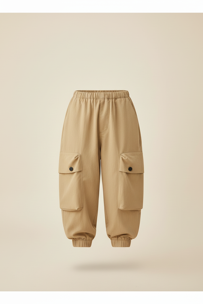 Pantalon Baggy Beige Cargo Ample Décontracté Garçon - Toile - vue 3