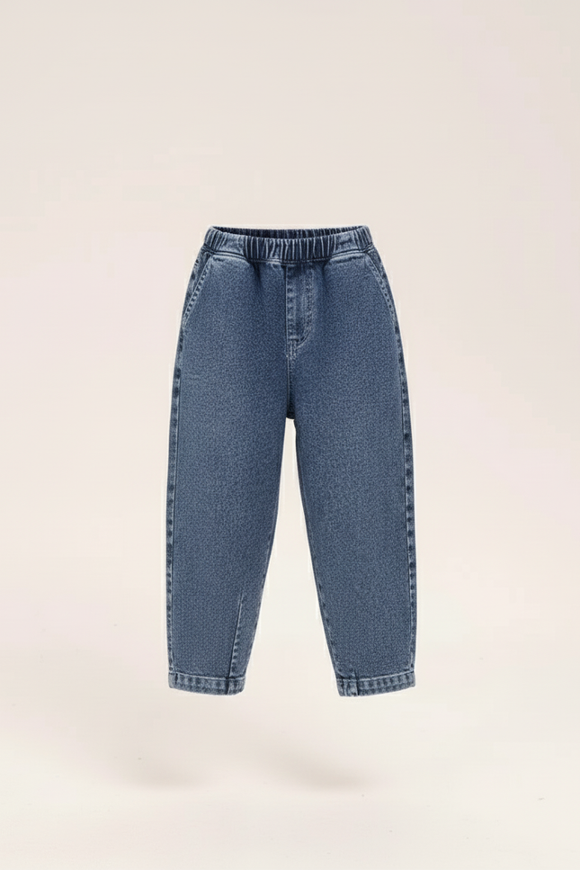 Pantalon Baggy Jean Bleu Délavé Ample Décontracté Enfant - vue 3