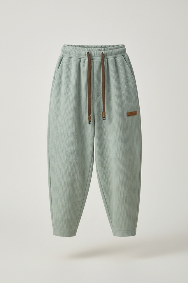 Pantalon Baggy Vert Côtelé Ample Cordon Décontracté Garçon - Cordé - vue 3