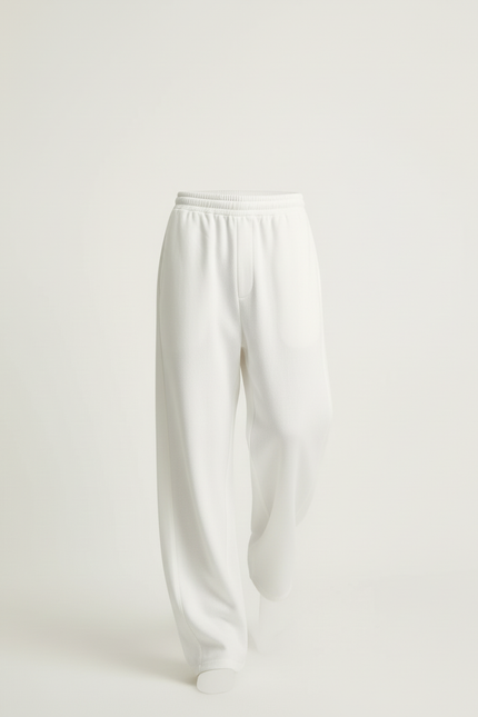 Pantalon Baggy Blanc Casse Ample Droit Décontracté - Molleton - vue 3