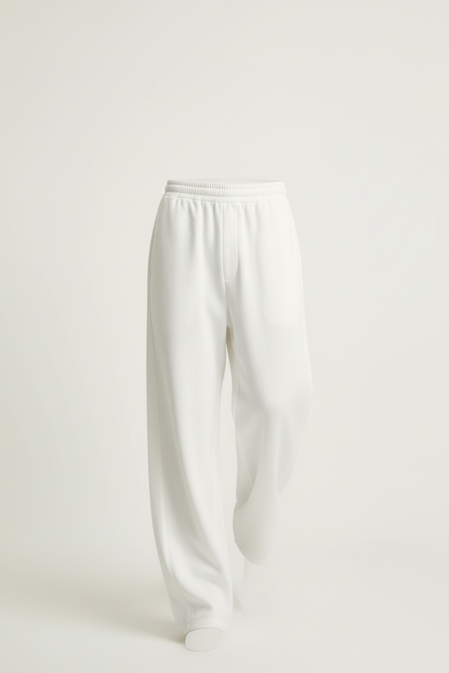 Pantalon Baggy Blanc Casse Ample Droit Décontracté - Molleton - vue 3