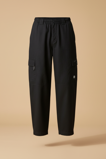 Pantalon Baggy Noir Coton Cargo Décontracté Homme - vue 3
