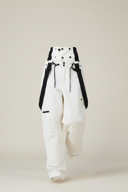 Pantalon Baggy Blanc Noir Ski Bretelles Décontracté - Polyester - vue 3