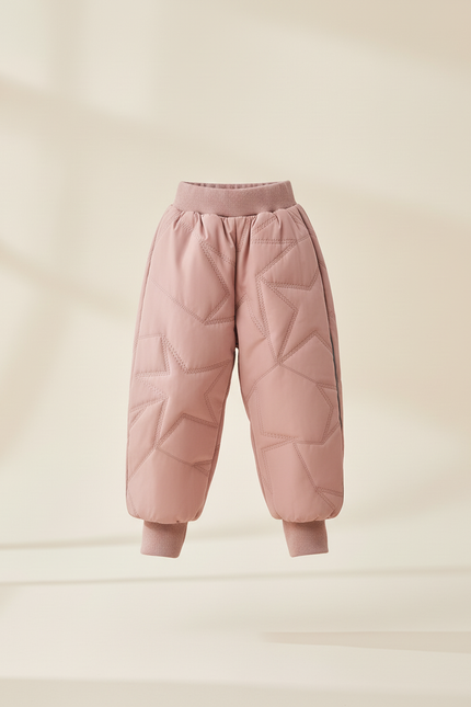 Pantalon Baggy Rose Matelassé Étoiles Chaud Enfant - Polyester - vue 3