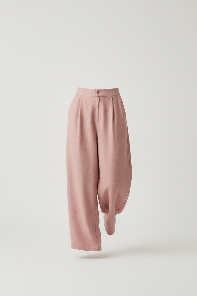 Pantalon Baggy Rose Ample Lin Décontracté Femme - vue 3
