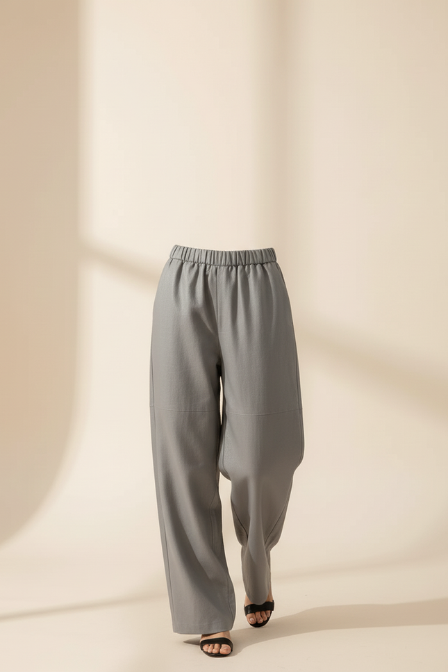 Pantalon Baggy Gris Similicuir Ample Élastique Femme - Simili cuir - vue 3