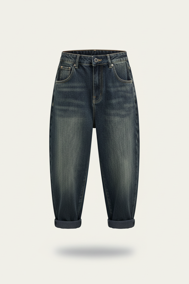 Pantalon Baggy Jean Ample Délavé Garçon Confortable - Bleu - vue 3