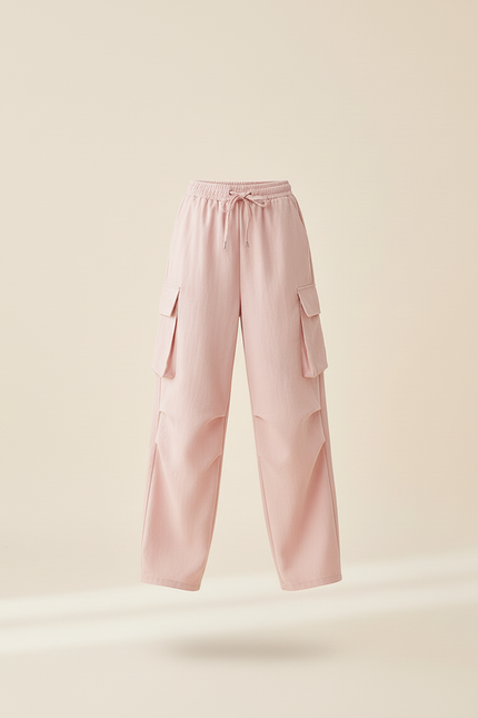 Pantalon Baggy Rose Ample Cargo Cordon Décontracté - Toile - vue 3