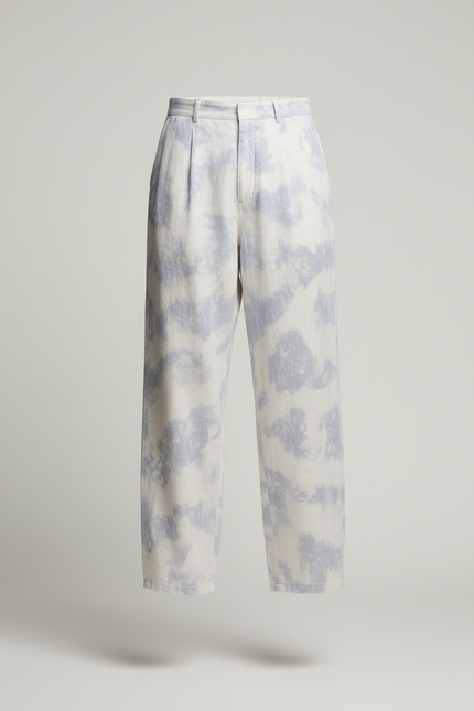 Pantalon Baggy Tie-Dye Bleu Ample Décontracté Homme - Toile - vue 3