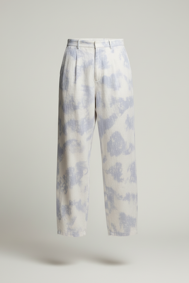 Pantalon Baggy Tie-Dye Bleu Ample Décontracté Homme - Toile - vue 3