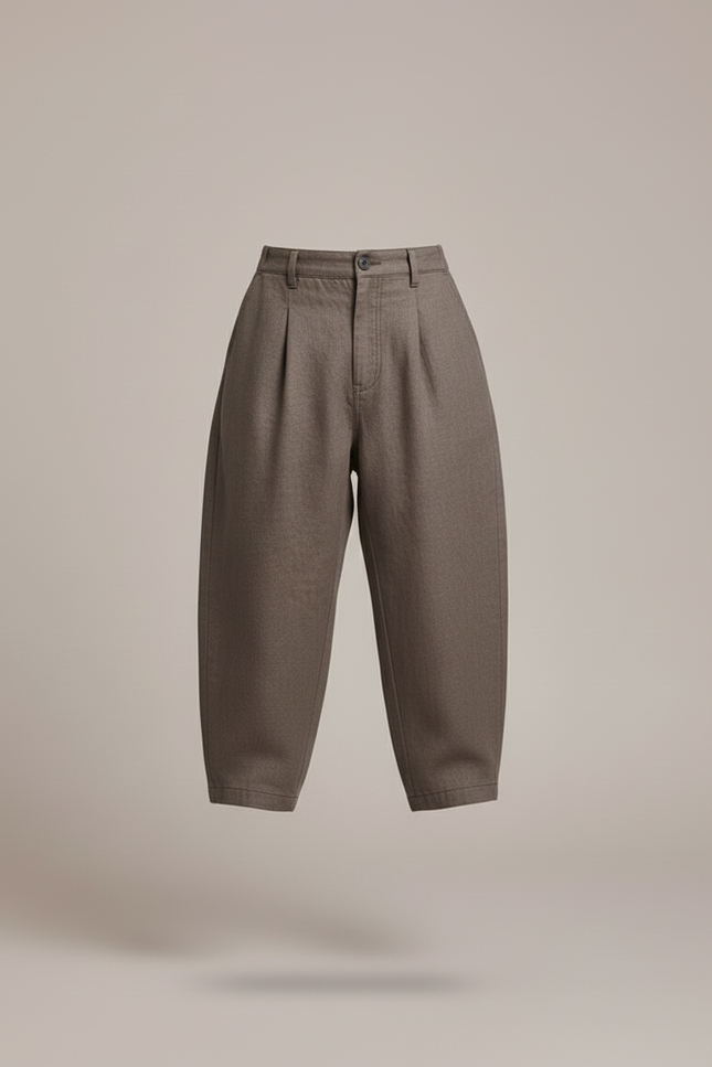 Pantalon Baggy Marron Plissé Ample Enfant Casual - Gabardine - vue 3