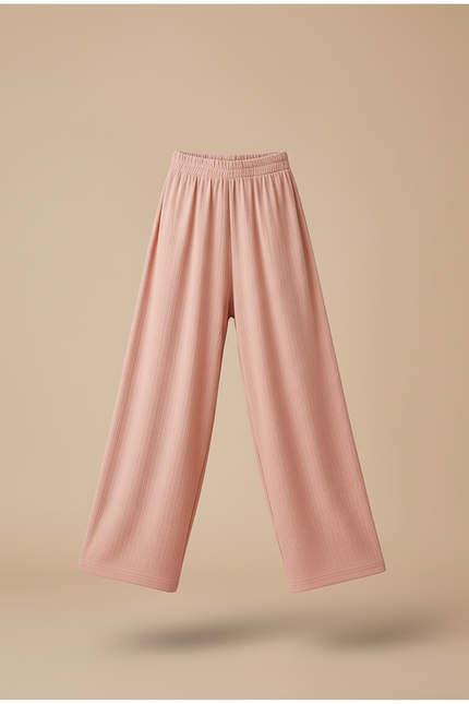 Pantalon Baggy Rose Pêche Ample Fluide Décontracté Enfant - Maille - vue 3