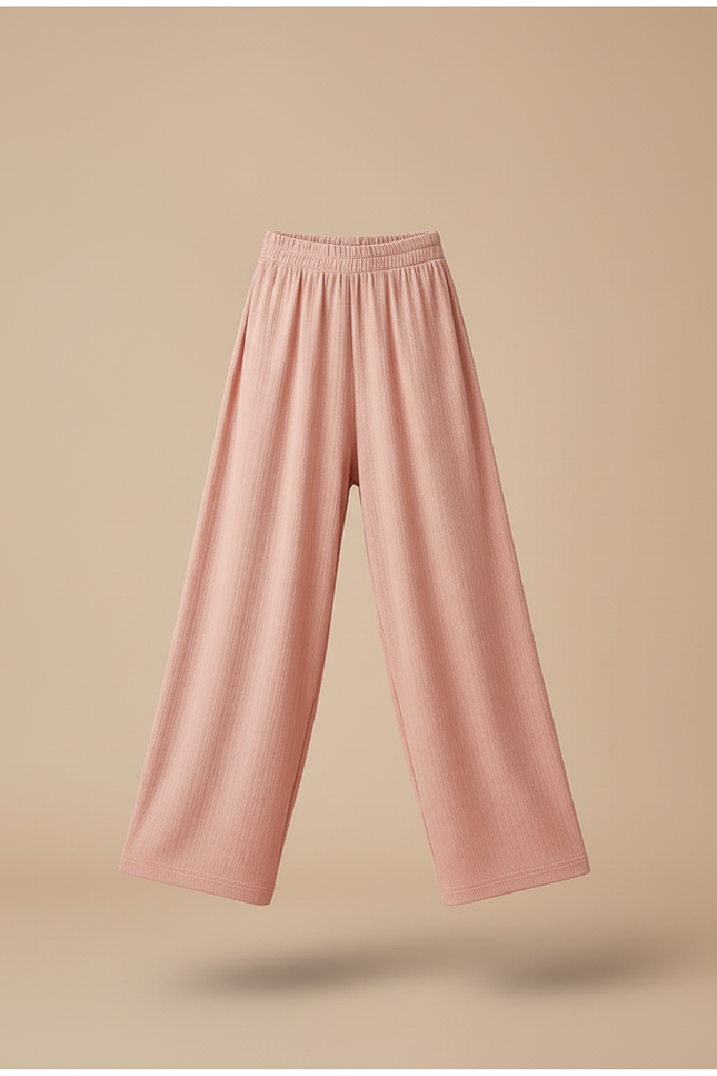 Pantalon Baggy Rose Pêche Ample Fluide Décontracté Enfant - Maille - vue 3