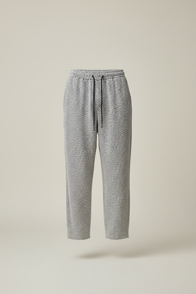 Pantalon Baggy Blanc Noir Imprimé Décontracté Homme Cordon - Tweed - vue 3