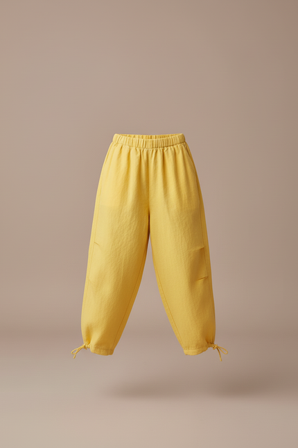 Pantalon Baggy Jaune Lin Ample Confortable Fille - vue 3
