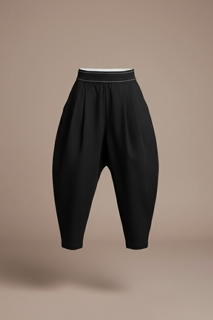 Pantalon Baggy Noir Ample Taille Élastique Fille - Polyester - vue 3